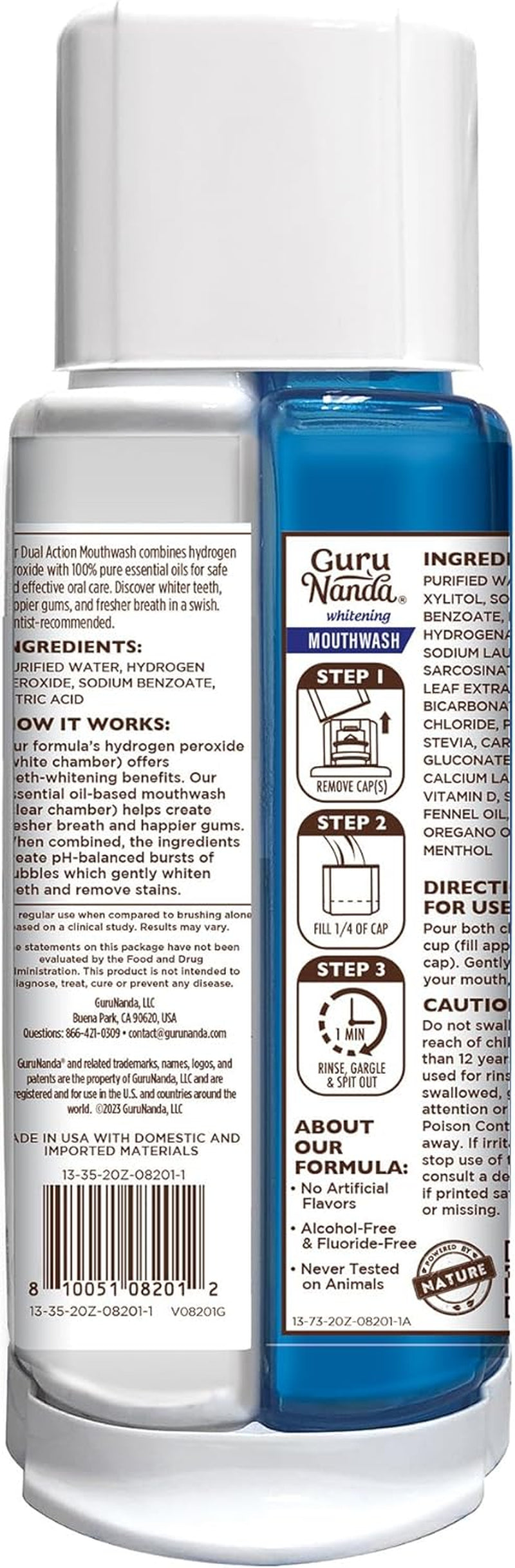 Oxyburst Dual Barrel Whitening Mouthwash - Achieve a Brighter Smile with Hydrogen Peroxide - World's Best-Seller - Alcohol & Fluoride Free, Natural Essential Oils, Refreshing Wild Mint Flavor, 20 Fl Oz